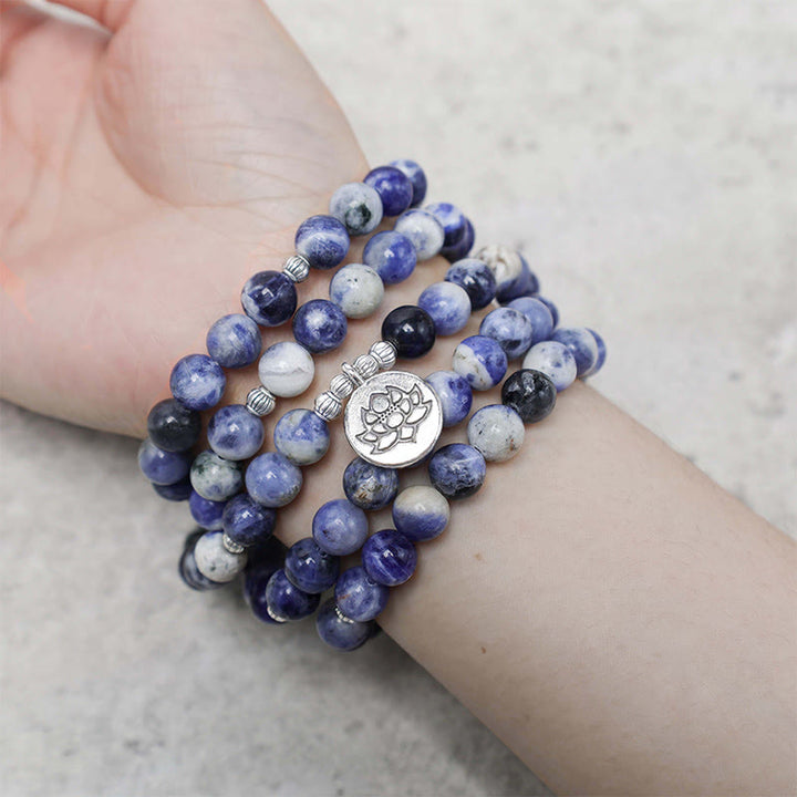 Buddha Stones Natural Blue Aventurine Lotus Peace Necklace Bracelet - image 3