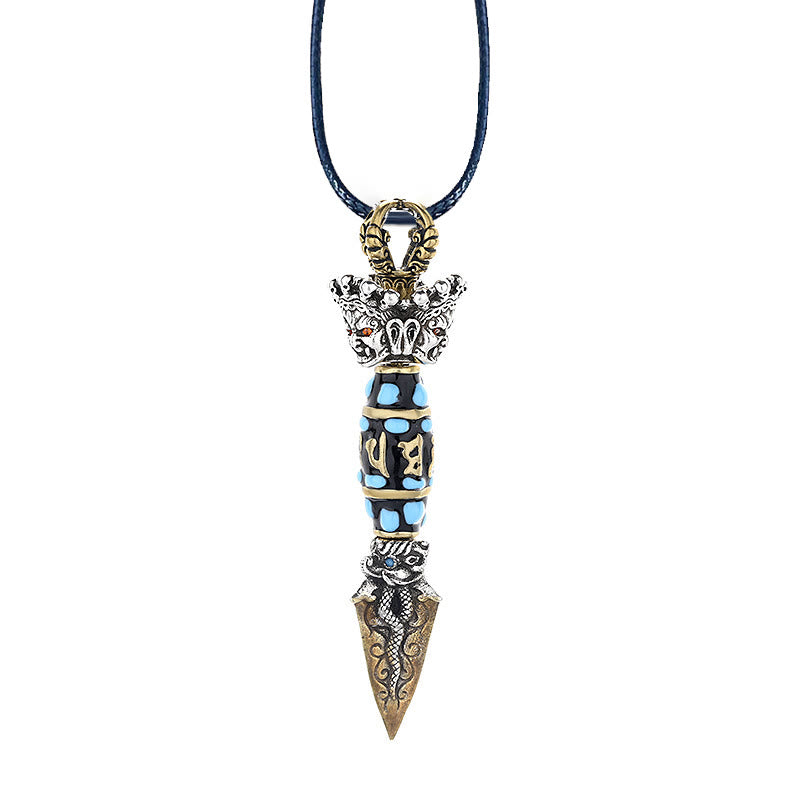 Buddha Stones Tibet Om Mani Padme Hum Dzi Bead Dorje Vajra Pattern Wealth Rotatable Necklace Pendant - image 11