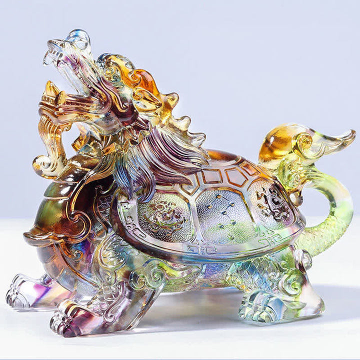 Buddha Stones Feng Shui Dragon Turtle Handmade Liuli Crystal Art Piece Home Office Decoration - image 7