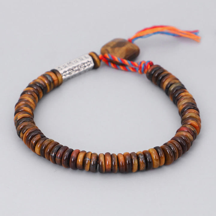 Buddha Stones Tibetan Tiger Eye Om Mani Padme Hum Protection Power Bracelet - Tiger Eye(Protection♥Courage) - image 0