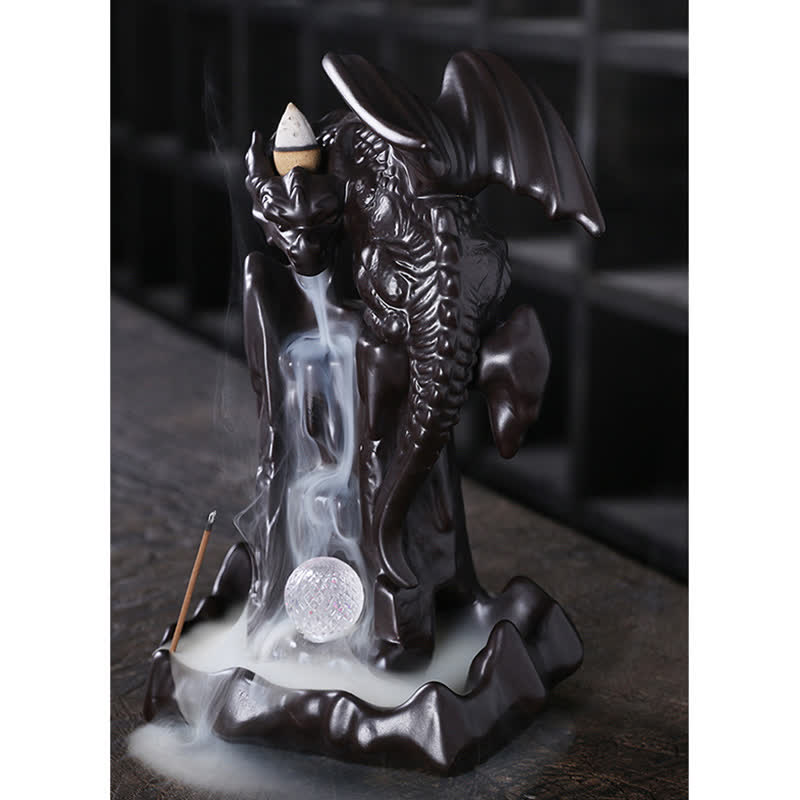 Nordic Dragon Ceramic Backflow Smoke Fountain Meditation Healing Incense Burner Led Ball Decoration - image 7