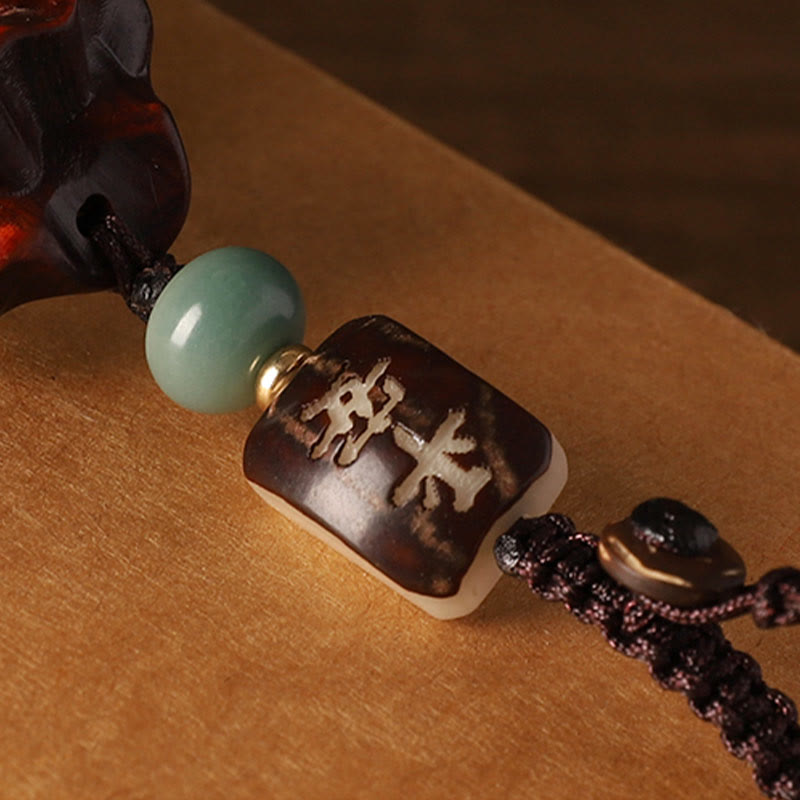 Buddha Stones Small Leaf Red Sandalwood Green Sandalwood Money Bag Om Mani Padme Hum Rotatable Protection Hanging Decoration - image 3