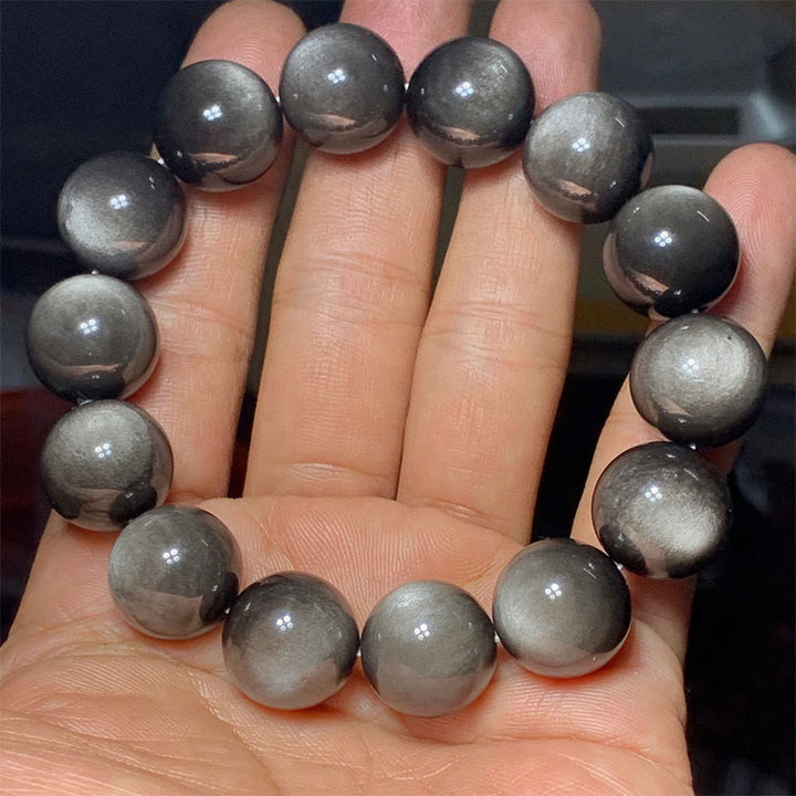 Buddha Stones Natural Silver Sheen Obsidian Soothing Protection Bracelet - image 16