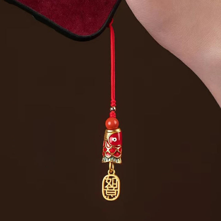 Buddha Stones Koi Fish Cinnabar Attracting Wealth Wish Ruyi Charm Luck Phone Hanging Decoration - image 20