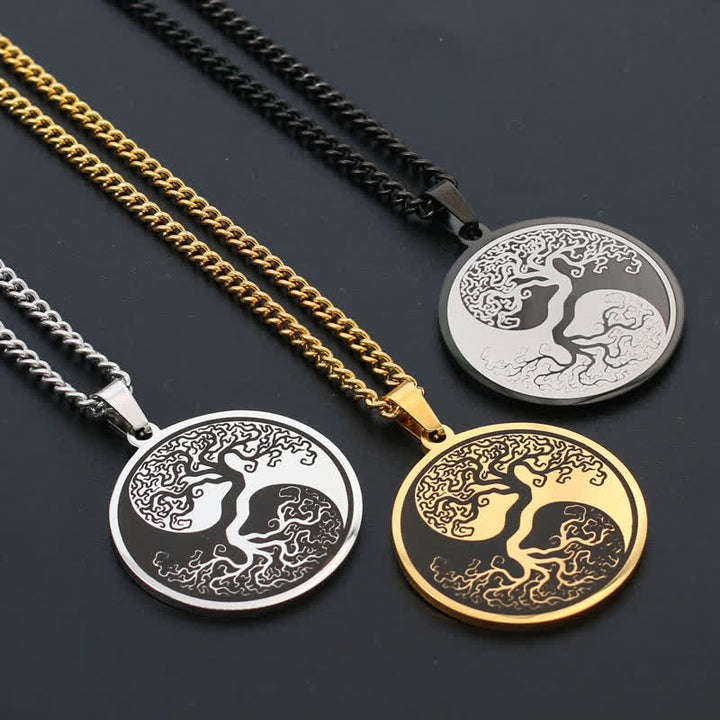 Buddha Stones The Tree of Life Titanium Steel Connection Necklace Pendant - image 8