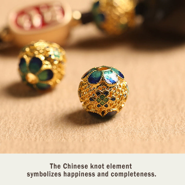 Buddha Stones Ebony Wood Lucky Cat Auspicious Cloud Peace Key Chain Phone Hanging Decoration - image 14