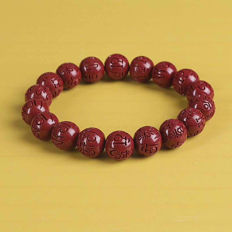 Buddha Stones Natural Double PiXiu Cinnabar Om Mani Padme Hum Wealth Luck Bead Bracelet - Om Mani Padme Hum - 12mm - image 15