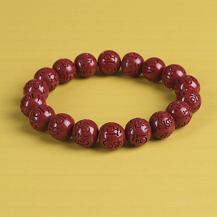 Buddha Stones Natural Double PiXiu Cinnabar Om Mani Padme Hum Wealth Luck Bead Bracelet - Om Mani Padme Hum - 12mm - image 15