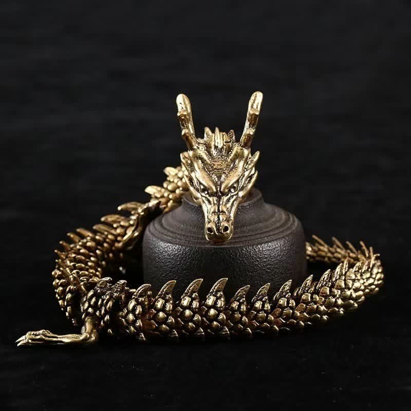 Buddha Stones Brass Copper Dragon Wealth Luck Protection Statue Figurine Home Decoration - image 1