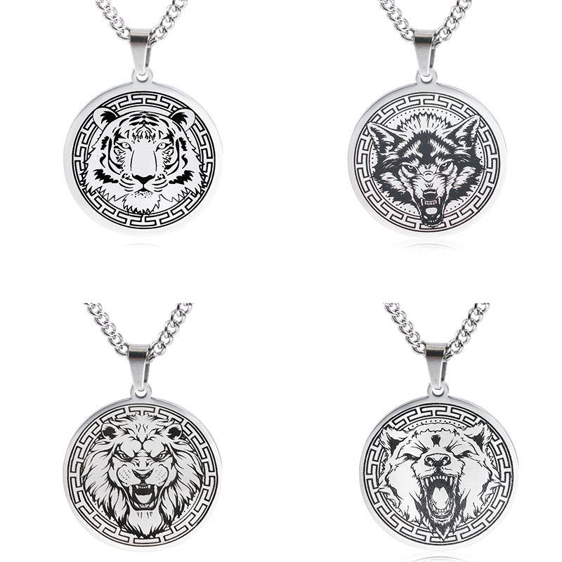 Buddha Stones Animal Titanium Steel Chain Necklace Protection Pendant - image 15