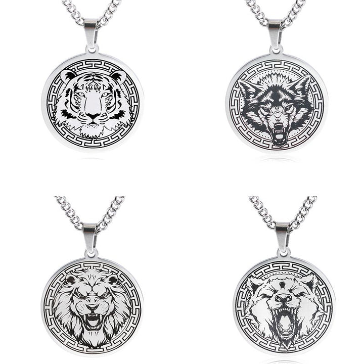 Buddha Stones Animal Titanium Steel Chain Necklace Protection Pendant - image 15