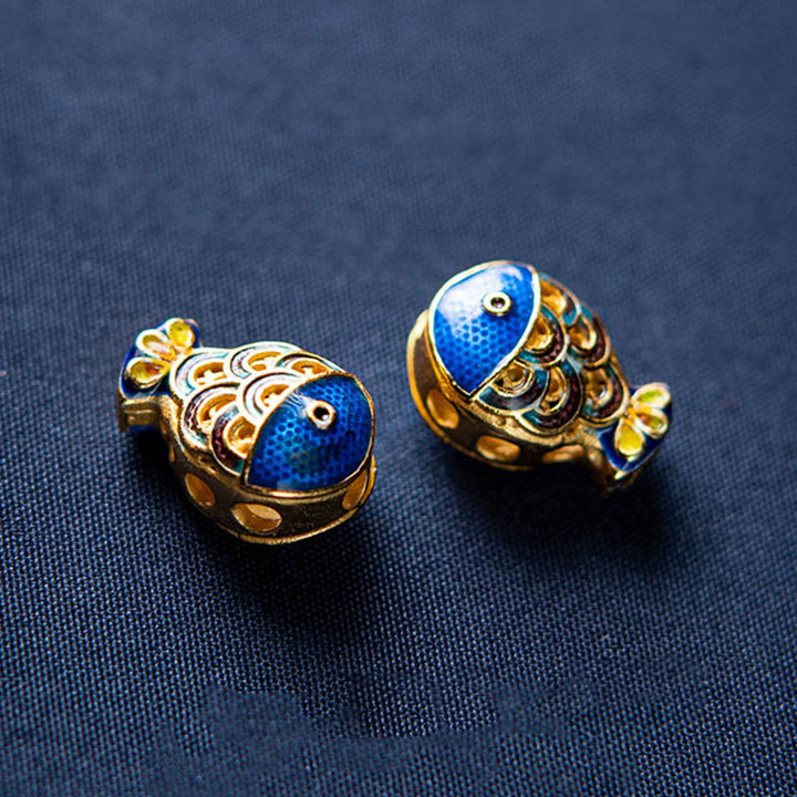 Buddha Stones Natural Aquamarine Lazurite Fish Healing Bracelet - image 7