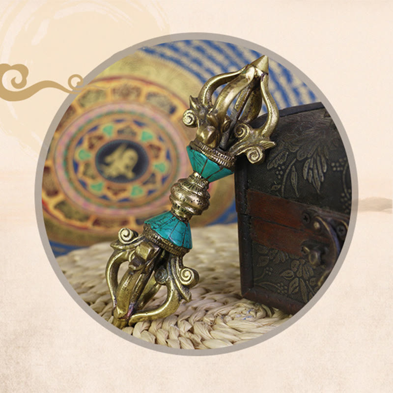 Buddha Stones Tibetan Five Prong Vajra Dorje Handcrafted Nepal Spiritual Power Copper Decoration - image 10