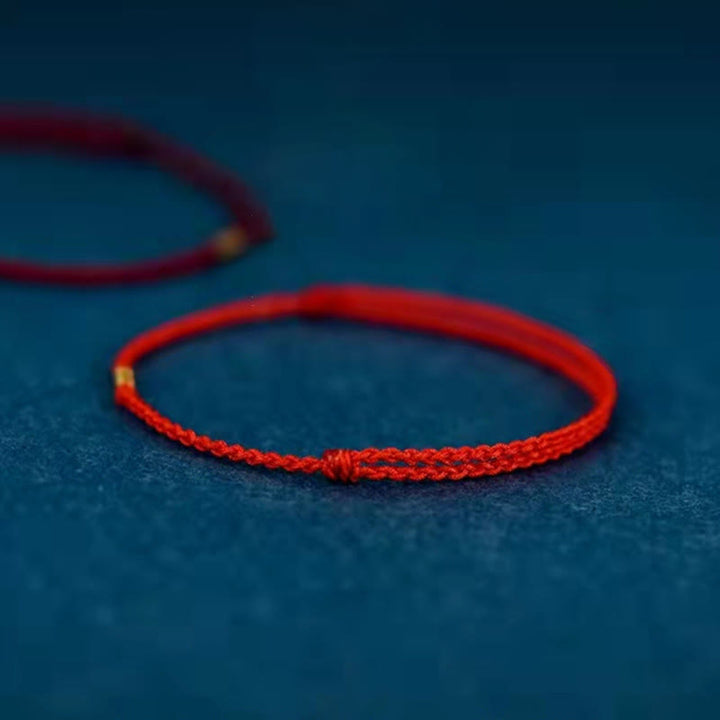 Buddha Stones 925 Sterling Silver Lucky Golden Bead Braided String Bracelet Anklet - image 10