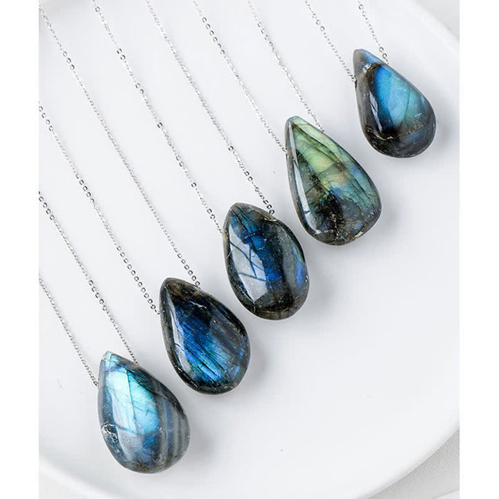 Buddha Stones Labradorite Water Drop Support Healing Necklace Pendant - image 6