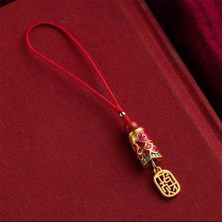Buddha Stones Koi Fish Cinnabar Attracting Wealth Wish Ruyi Charm Luck Phone Hanging Decoration - Attracting Wealth Koi Fish - Single Bead - image 2
