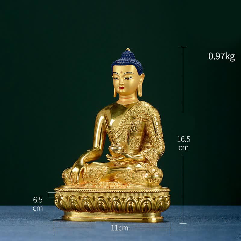 Buddha Stones Buddha Shakyamuni Figurine Enlightenment Copper Statue Home Offering Decoration - image 5
