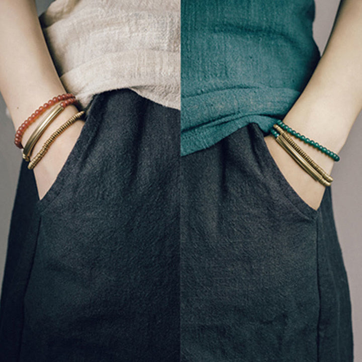 Buddha Stones Tibetan Various Agate Stone Copper Protection Triple Wrap Bracelet - image 11