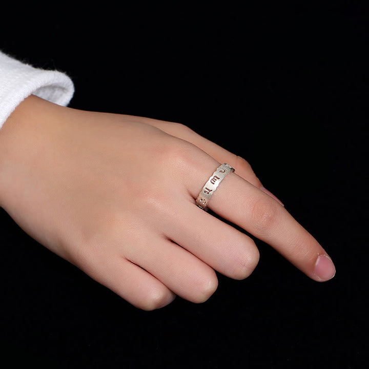 Buddha Stones Tibetan 925 Sterling Silver Om Mani Padme Hum Peace Hollow Ring - image 3