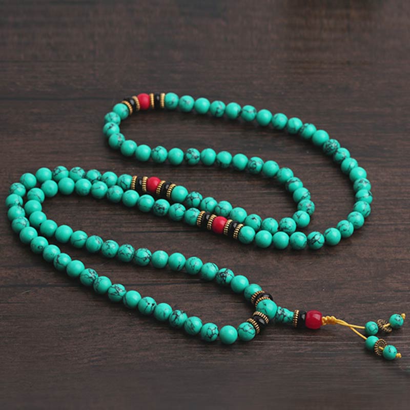 Buddha Stones Tibetan Turquoise Healing Mala Bracelet - image 9