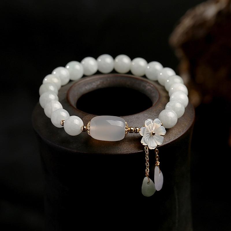 Buddha Stones Natural White Jade Luck Bracelet - White Jade - image 10
