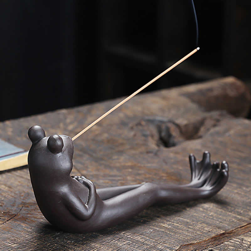 Meditation Frog Ceramic Spiritual Healing Incense Burner - image 4