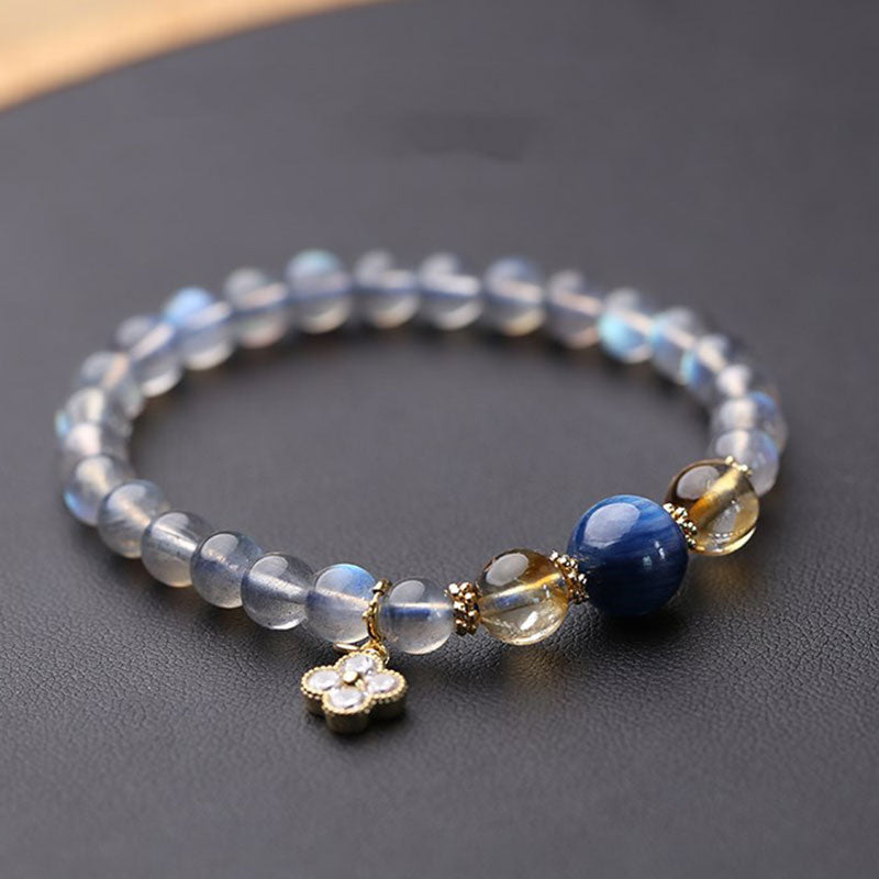 Buddha Stones Natural Moonstone Flower Chram Healing Beads Bracelet - Moonstone (Love ♥ Calm) - image 0