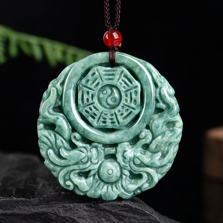 Buddha Stones Dragon Jade Yin Yang Balance Necklace String Pendant - Jade - image 0