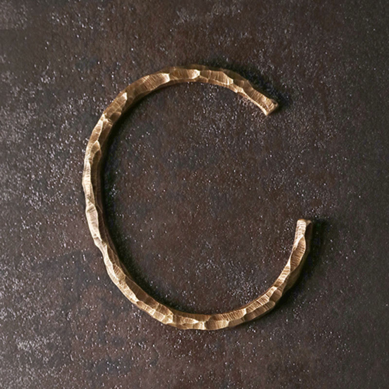 Buddha Stones Tibetan Bump Texture Copper Luck Cuff Bracelet Bangle - image 7