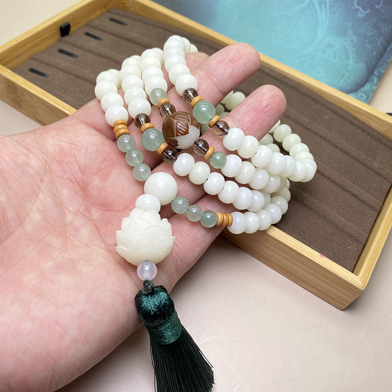 Buddha Stones White Bodhi Seed Mala 108 Beads Protection Bracelet - image 7