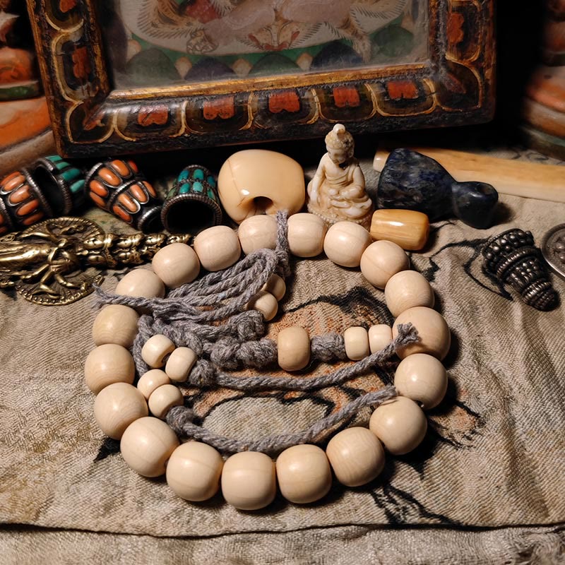 Buddha Stones 108 Mala Beads Abelia Biflora Wood Warding Off Evil Spirits Wrist Mala - 12mm*18 - image 14