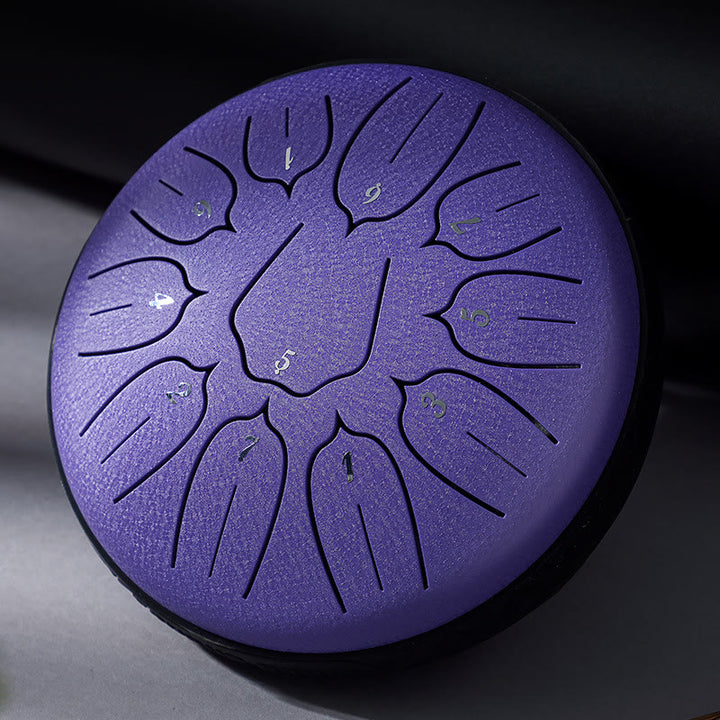 Buddha Stones Steel Tongue Drum Sound Healing Meditation Yoga Lotus Drum Kit 11 Note 6 Inch - Purple - image 3