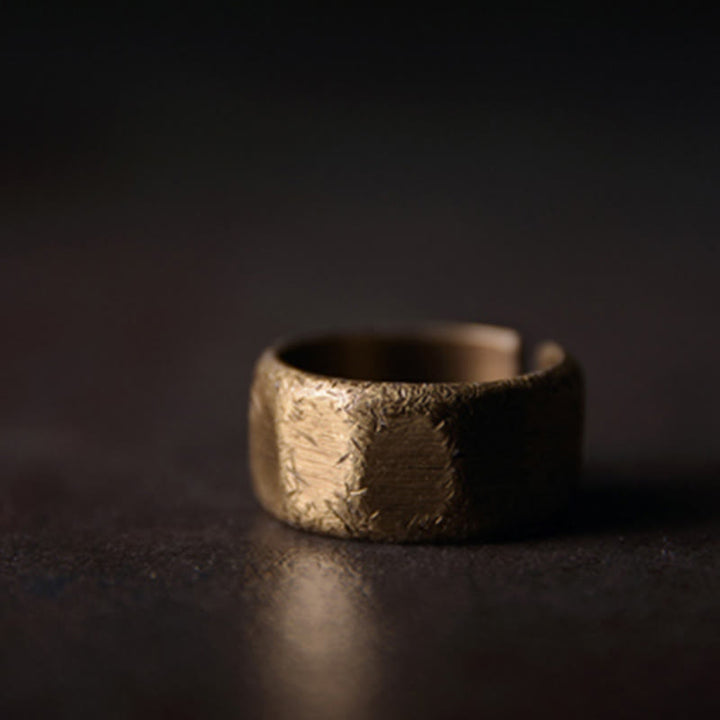 Buddha Stones Tibetan Simple Design Copper Brass Frosted Wealth Ring - image 15