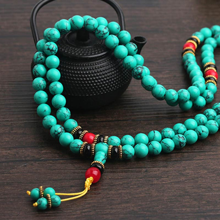 Buddha Stones Tibetan Turquoise Healing Mala Bracelet - image 7
