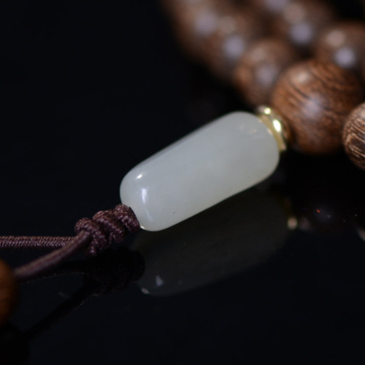 Buddha Stones 108 Mala Beads Rosewood Jade Calm Bracelet - image 10