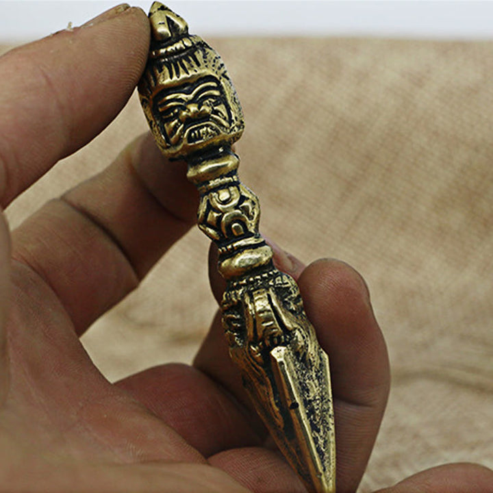 Buddha Stones Handmade Nepal Small Vajra Dorje Engraved Enlightenment Copper Decoration - image 2