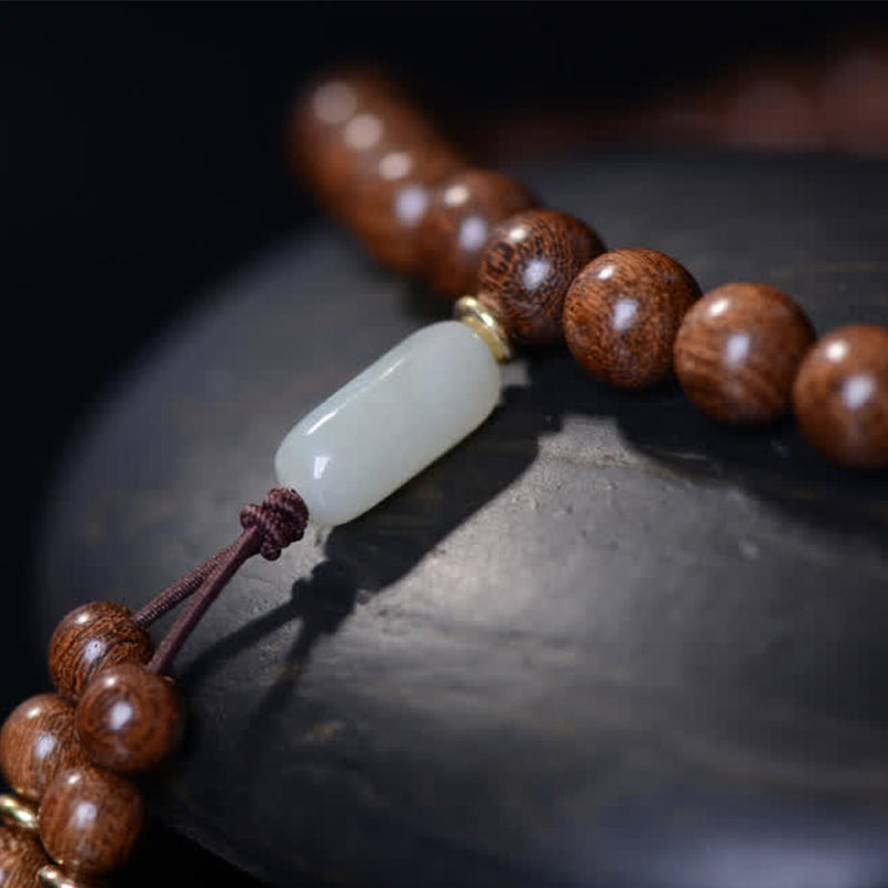 Buddha Stones 108 Mala Beads Rosewood Jade Calm Bracelet - image 12