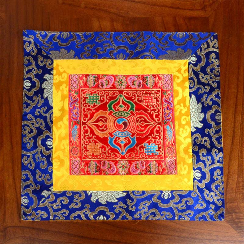 Prayer Altar Mat Meditation Strength Endless Knot Vajra Man-Bcu Kalachakra Auspicious Symbols - Vajra - Red - image 17