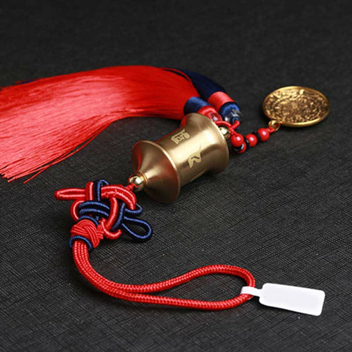 Buddha Stones Tibet Om Mani Padme Hum Prayer Wheel Nine Palace Eight Trigrams Copper Car Hanging Decoration - image 14