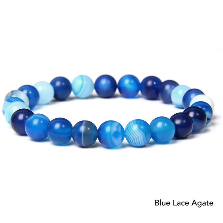 Natural Agate Stone Crystal Balance Beaded Bracelet - Blue Lace Agate - image 4