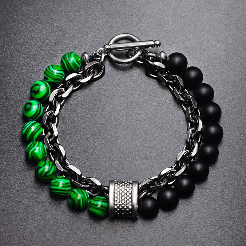 Buddha Stones Natural Tiger Eye Lazurite Protection Bracelet - Malachite - image 4