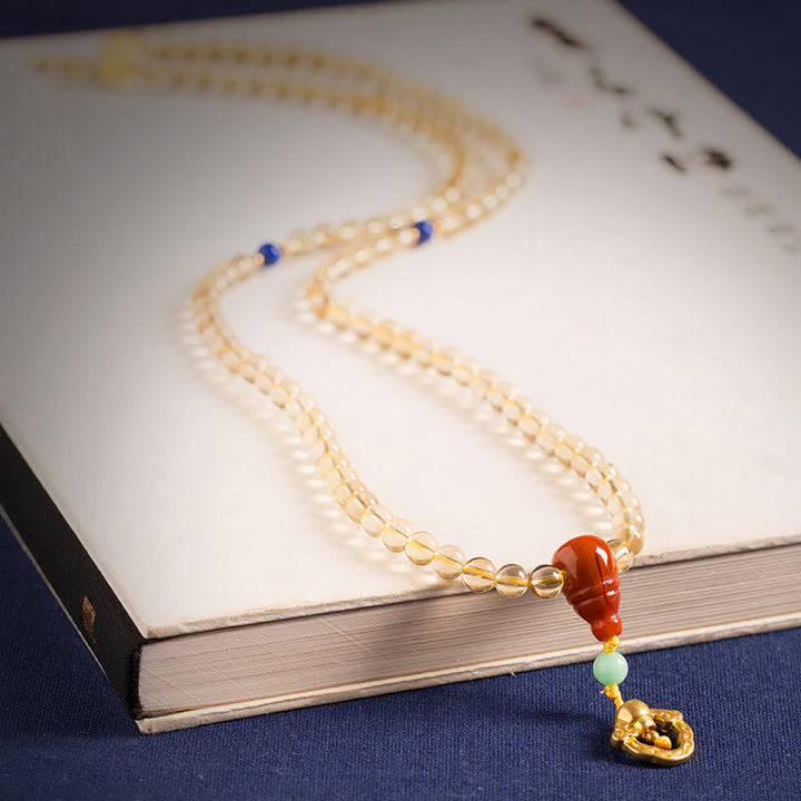 925 Sterling Silver 108 Mala Beads Natural Citrine Red Agate Amber Pleasure Charm Bracelet - image 8