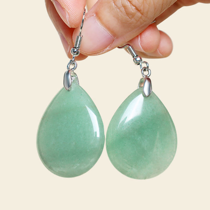 Buddha Stones Natural Aventurine Dangle Healing Drop Earrings - image 1