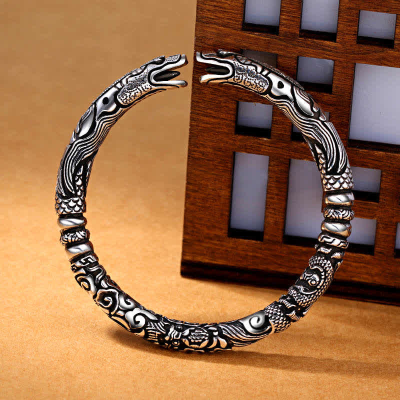 Buddha Stones Dragon Head Carved Luck Bracelet Bangle - image 4