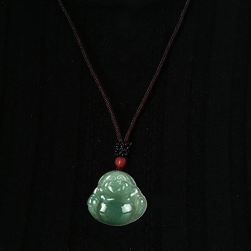 Buddha Stones Laughing Buddha Jade Abundance String Necklace Pendant - image 6
