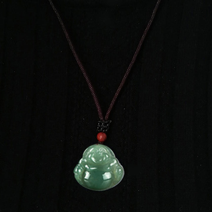 Buddha Stones Laughing Buddha Jade Abundance String Necklace Pendant - image 6
