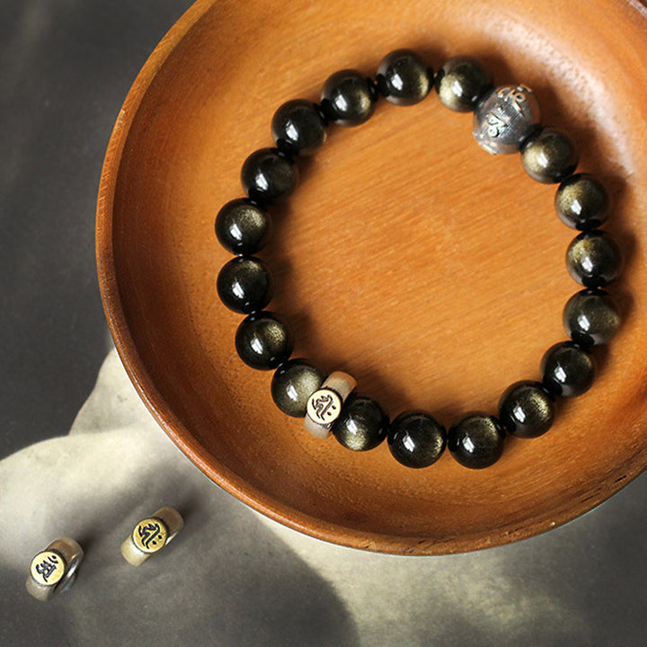Buddha Stones Chinese Zodiac Natal Buddha Obsidian Purification Bracelet - image 10