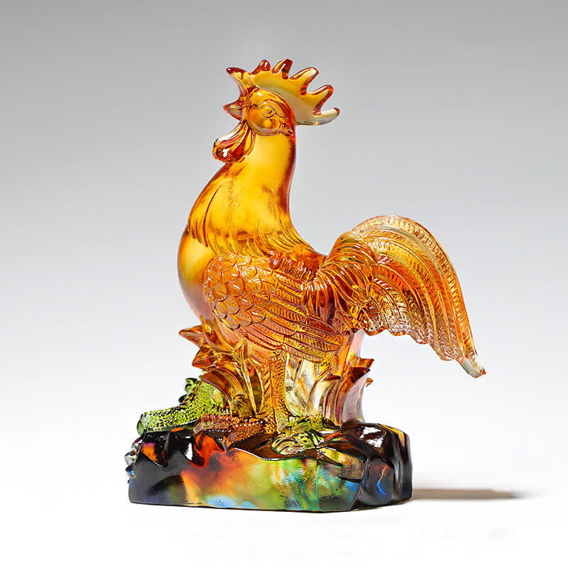 Buddha Stones Handmade Liuli Crystal Rooster Art Piece Home Decoration - image 5