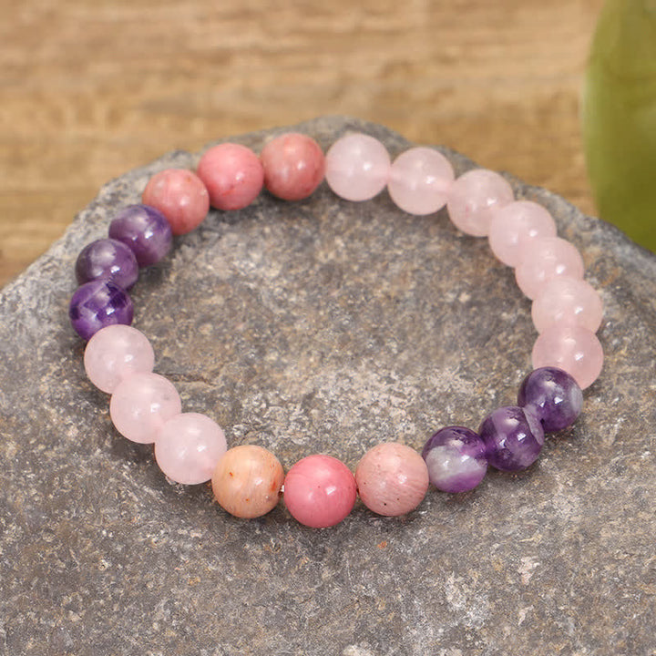 Buddha Stones 108 Mala Beads Amethyst Rose Quartz Spiritual Healing Tassel Bracelet - image 5