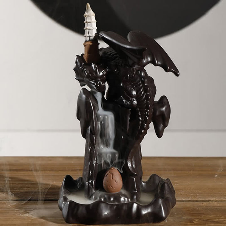 Nordic Dragon Ceramic Backflow Smoke Fountain Meditation Healing Incense Burner Led Ball Decoration - image 13